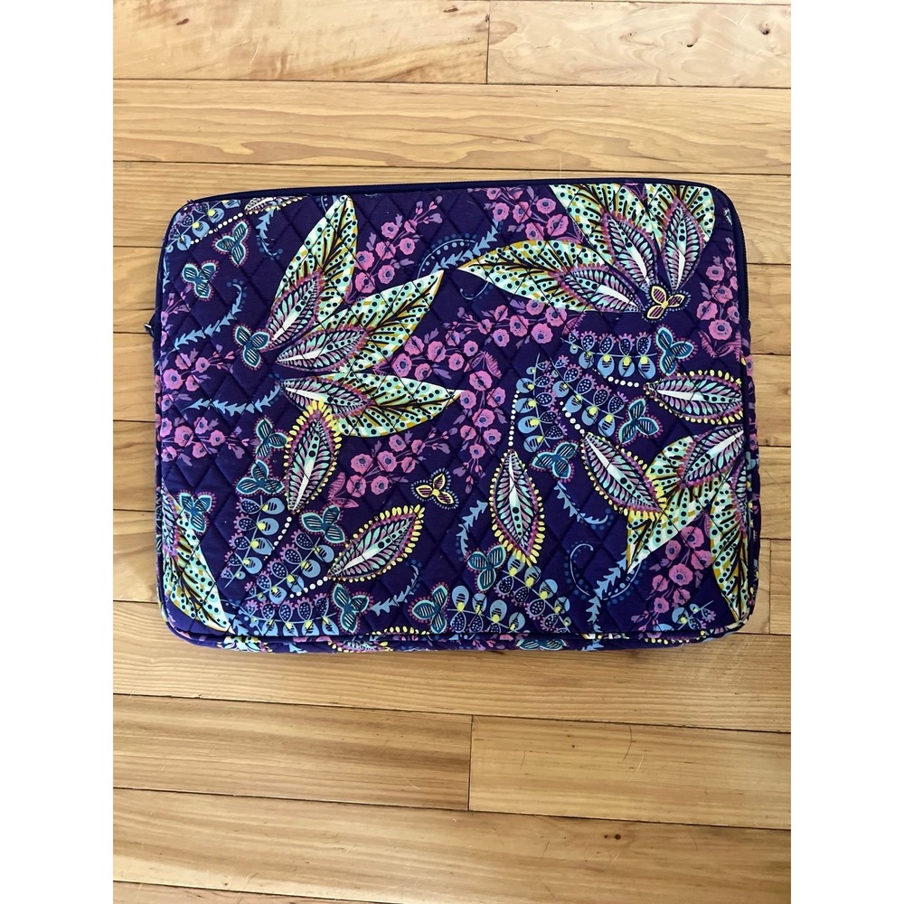 Vera Bradley Purple Batik Leaves Laptop Case